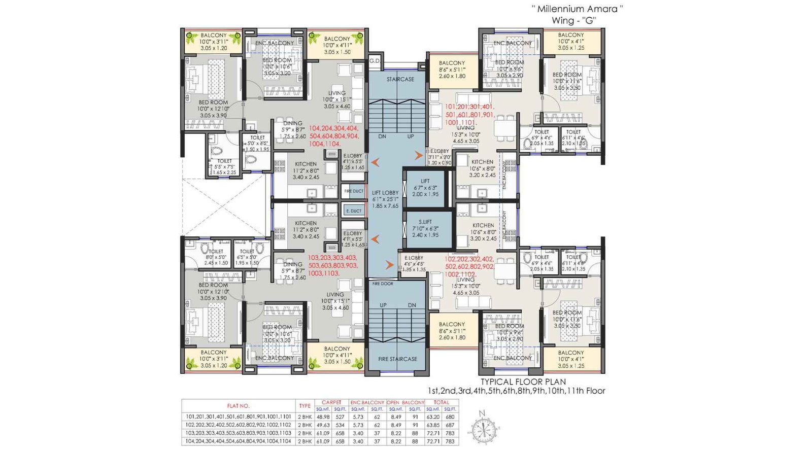 Millennium-Amara-Typical-Floor-plan-Wing-G