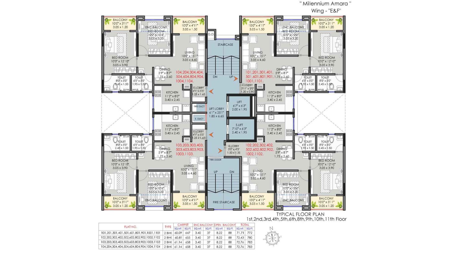 Millennium-Amara-Typical-wing-E&F-Floor-Plan